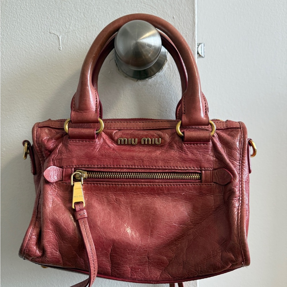 Miu Miu Burgundy Vitello Shine
